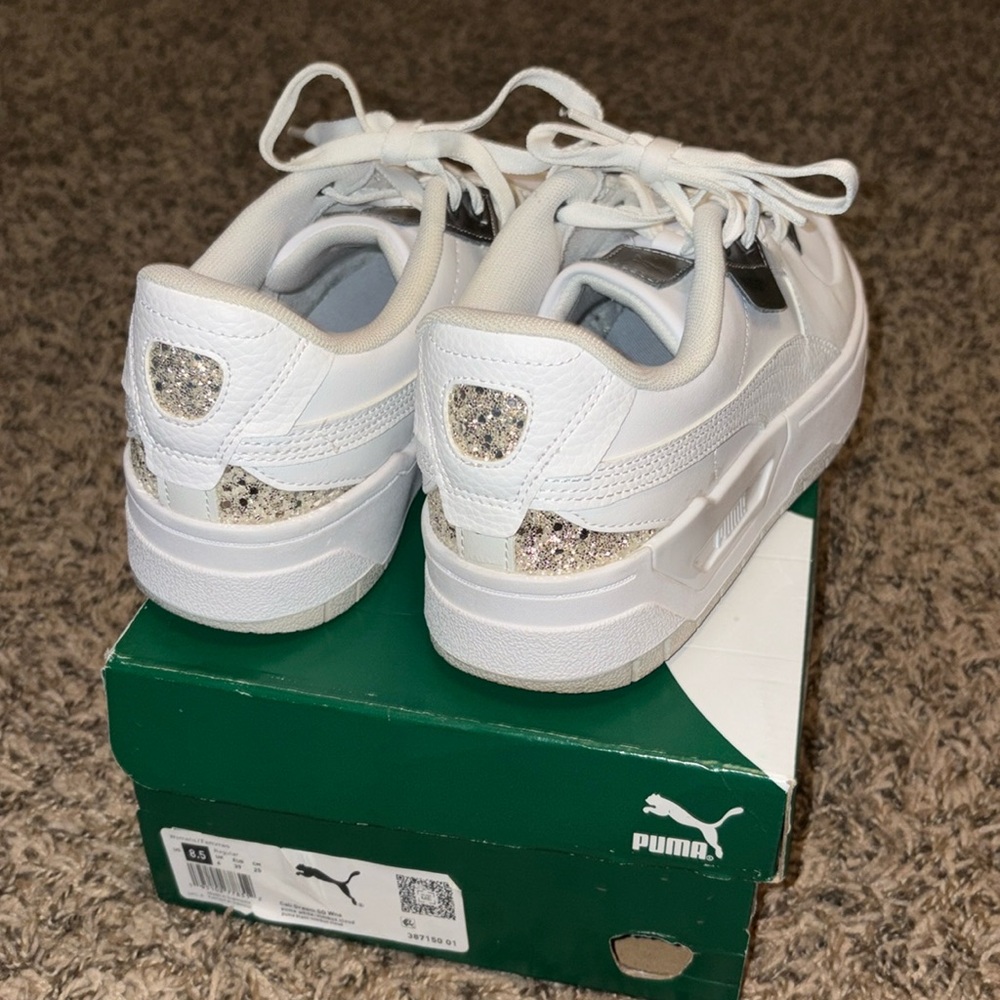 Puma Cali Dream White Nimbus Cloud glitter women’s shoes size 8.5 fits 8 ✨